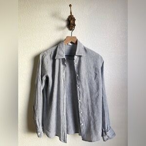 J. Crew Striped Linen-Cotton Blend Button-Up Shirt